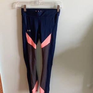 Navy, Peach & Grey Under Amour Colorblock Leggings